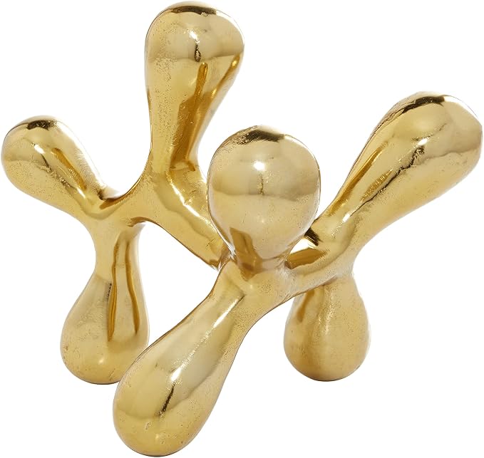 CosmoLiving by Cosmopolitan Aluminum Metal Abstract Decorative Sculpture Home Decor Statue, Accent Figurine 10" x 10" x 9", Gold