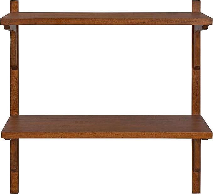 Kate and Laurel Meridien Mid-Century Wall Shelves, 24" x 8" x 24", Walnut, Transitional Wall Decor and Storage