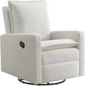 Oxford Baby Uptown Upholstered Glider Recliner Rocking Chair 360° Swivel for Nursery and Living Room - Boucle White, Green Guard Gold Certified