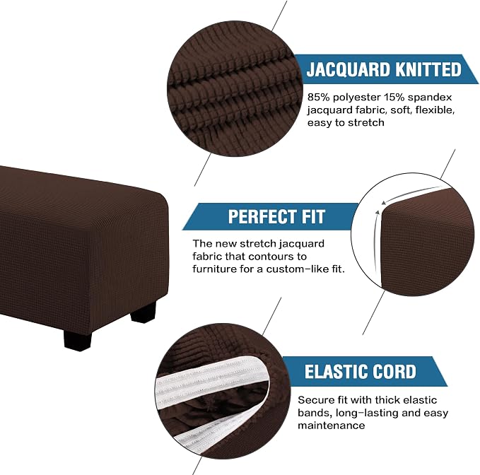 H.VERSAILTEX Ottoman and Sofa Seat Cushion Combined Cover Slipcover Rectangle Sofa Slipcover Fit Length 56'-75' Suitable for L Shaped Seat Cushion Cover or Chaise Part Cover Stretch Thick - Chocolate