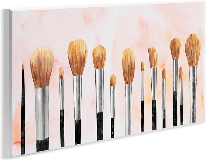 Pink Makeup Brush Glam, 7 x 17 Inch Mounted Print on Wall Plaque | Stupell Industries · By Ziwei Li · Ready to hang · Giftable beauty accent · Made in USA