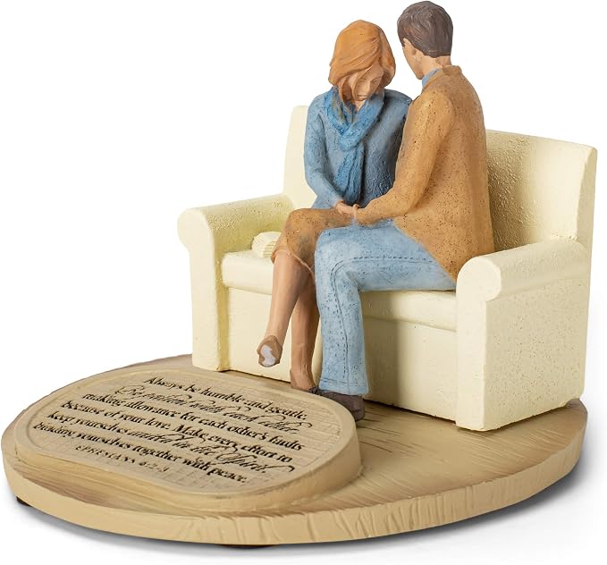 Lighthouse Christian Products Praying Husband Wife United in The Spirit 6 x 4.5 Cast Stone Sculpture