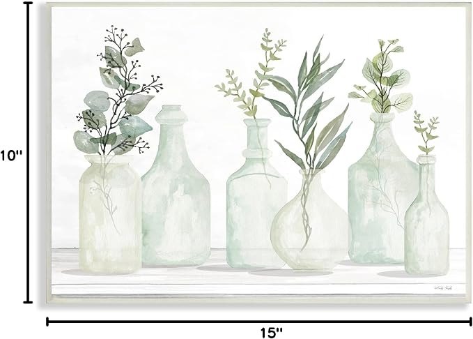 'Soft Green Potted Plants Fresh Herbs Still'| Wall Plaque Art | Stupell Industries | 15 x 10 Inches, Easy to Hang and Sturdy, Made in USA, by Cindy Jacobs