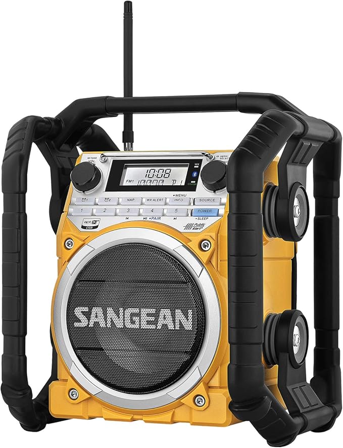 Sangean U4 Weather Alert Radio with Bluetooth, AM/FM, Aux-in Ultra Rugged Rechargeable Digital Tuning Radio, Yellow
