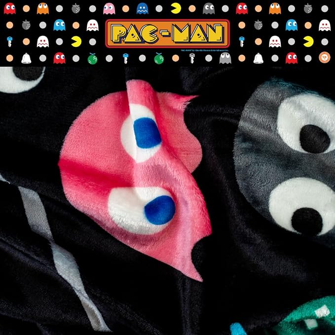 PAC-MAN Retro Cozy Throw 46 in x 60 in – Soft Cozy Plush for Couch, Bed & Travel, Collectible Gift (100% Officially Licensed Product) by Franco Collectibles®