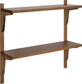 Kate and Laurel Meridien Farmhouse Wood Shelves, 24 x 8 x 24, Rustic Brown, Modern Two Tier Wall Shelf for Storage and Display