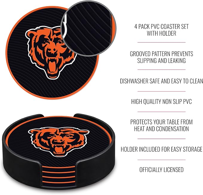 Rico Industries NFL Football Classic Favorites: PVC Coaster Set (4-Pack)