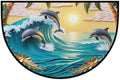 Dolphin Beach Sea Half Round Door Mat Non-Slip Semi Circle Rug Washable Half Moon Floor Rug Absorbent Bathroom Area Rugs for Outdoor Indoor Fireplace Mat Entryway Kitchen Decor Rugs