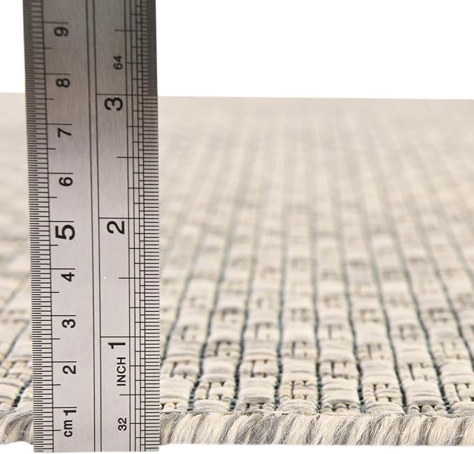 Unique Loom Collection Casual Transitional Solid Heathered Indoor/Outdoor Flatweave Area Rug (13' Square, Light Gray/Ivory)