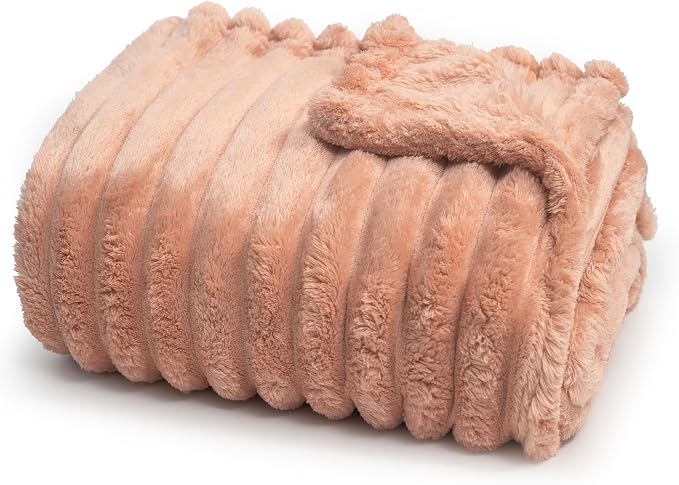 Americanflat 60x80 Faux Fur Throw Blanket - Soft and Breathable Throw Blanket for Couch, Bed, Chair - Pink Faux Fur Blankets Perfect for Home, Bedroom, or Outdoor Use