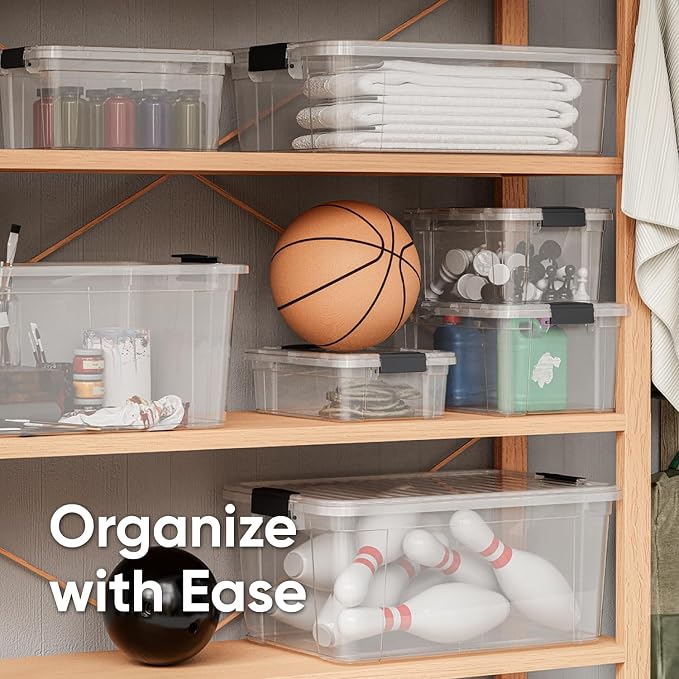 Superio Clear Storage Box with Lid, 4.5 Quart Plastic Container Bins for Organizing, Stackable Crates, BPA Free, Non Toxic, Odor Free, Organizers for Home, Office, School, and Dorm