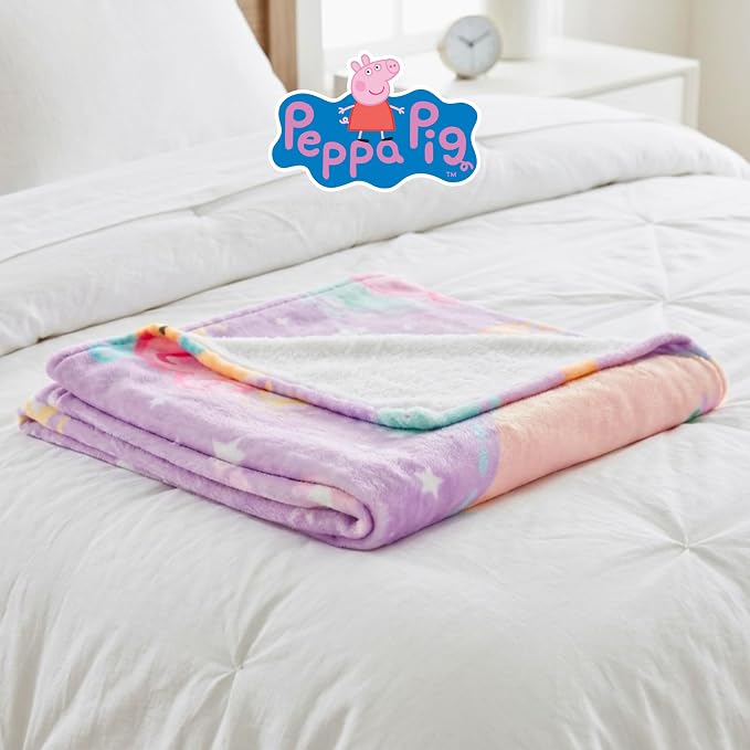 Peppa Pig & Baby Evie Kids Throw Blanket, 46 in x 60 in, Soft Cozy Decorative Blanket for Couch, Bed, or Gaming Room (Officially Licensed Product) by Franco