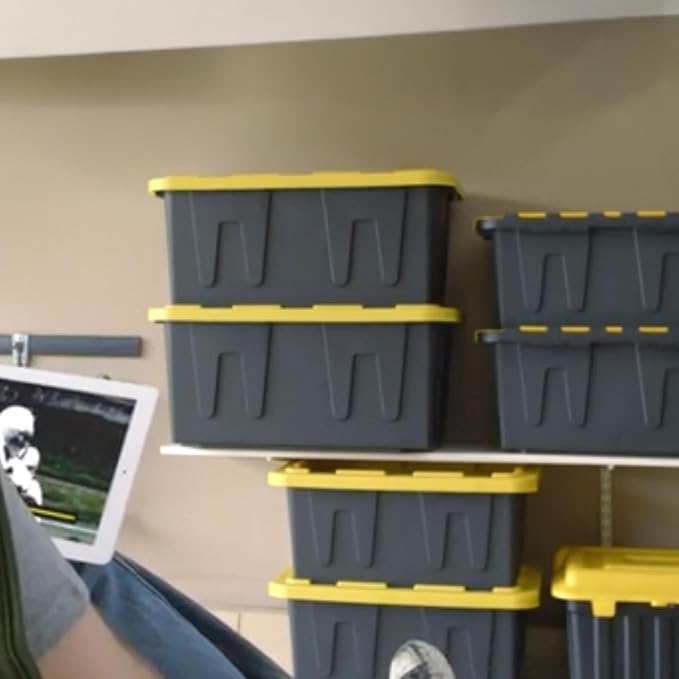 HOMZ 15 Gallon Durabilt Storage Bins, Pack of 2 Heavy Duty Plastic Containers, Secure Snap Lids, 6 Hasp Areas for Tie-Down Straps or Locks, Stackable, Nestable, Organizing Totes | Heavy-Duty Large Stackable Container Boxes for Home, Attic, and Garage O...