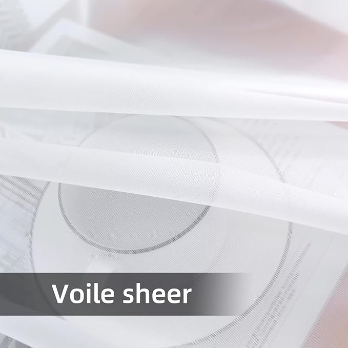 youleyar Solid Sheer Rod Pocket Curtain Voile Draperies 4 Panels White Beige Black Grey Coffee 52 Inch Width 72 Inch Long 1 Pair for Kitchen Bedroom Children Living Room Yard(White,52Wｘ72L)