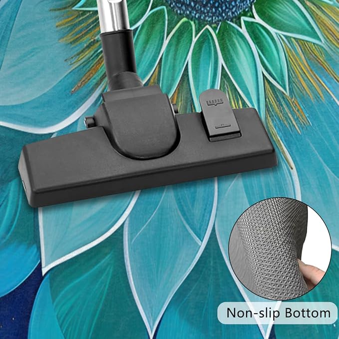 Teal Mandala Flower Half Round Door Mat Non-Slip Semi Circle Rug Washable Half Moon Floor Rug Absorbent Bathroom Area Rugs for Outdoor Indoor Fireplace Mat Entryway Kitchen Decor Rugs
