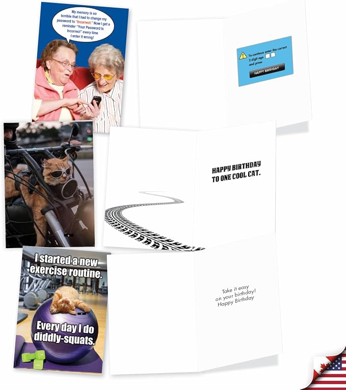 NobleWorks 20 Assorted Box Set Funny Birthday Notecards w/Envelopes for Men, Women (2x10 Designs) Naughty Humor A Very Funny Birthday AC5979BDG-B2x10