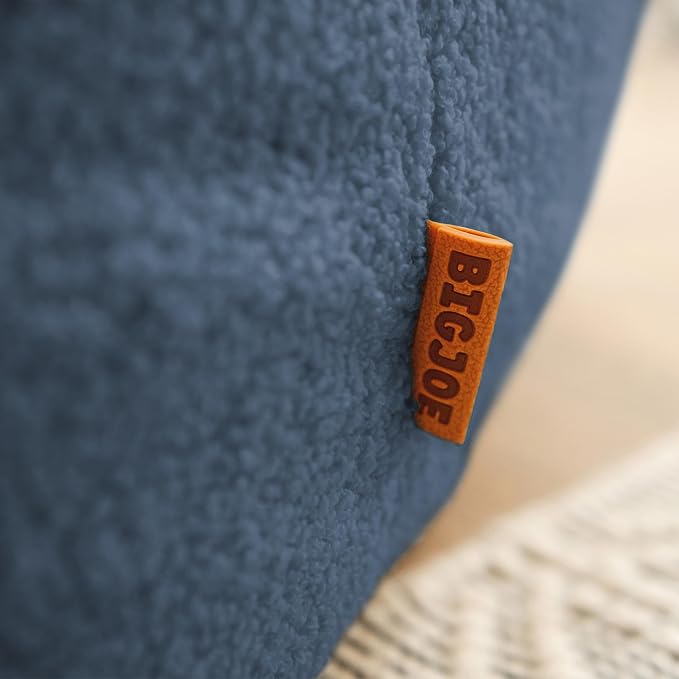 Big Joe Cloudberry Bean Bag Chair, Foam-Filled Structured Seat, Teddy Boucle, Slate Blue, Adults