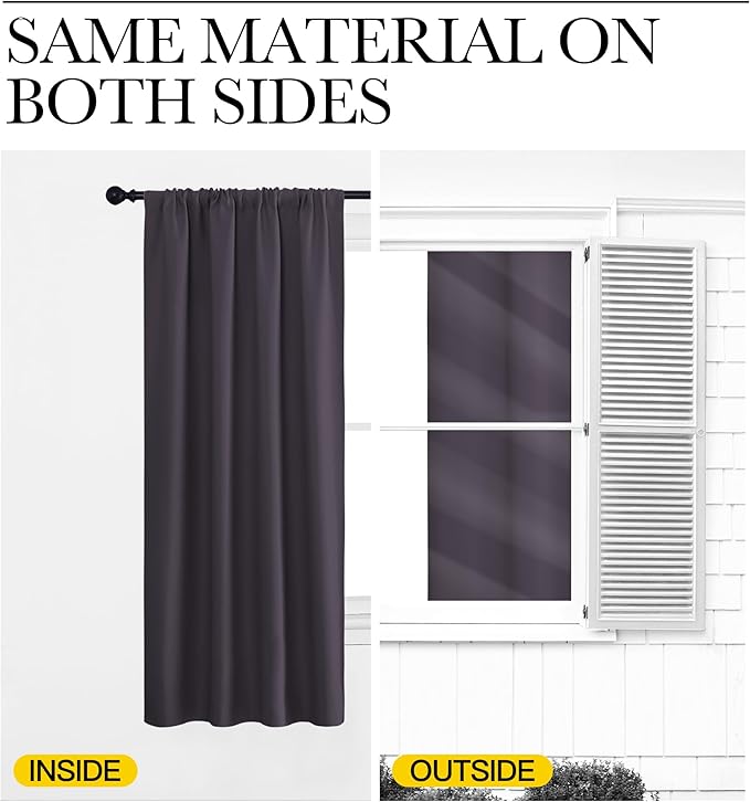 NICETOWN Blackout Curtains for Living Curtains, Greyish Purple, 2 Panels, 52 by 95, Room Darkening Window Curtain Panels, Easy-Care Solid Thermal Insulated Draperies/Drapes for Daughter Room