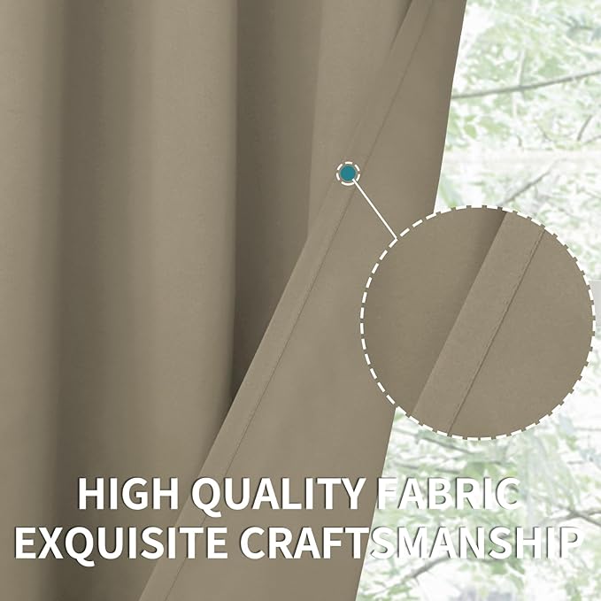 BGment Room Darkening Curtains 63 Inches Long - Grommet Thermal Insulated Drapes Window Treatment Curtains for Bedroom, 2 Panels, 52 x 63 Inch, Cocoa