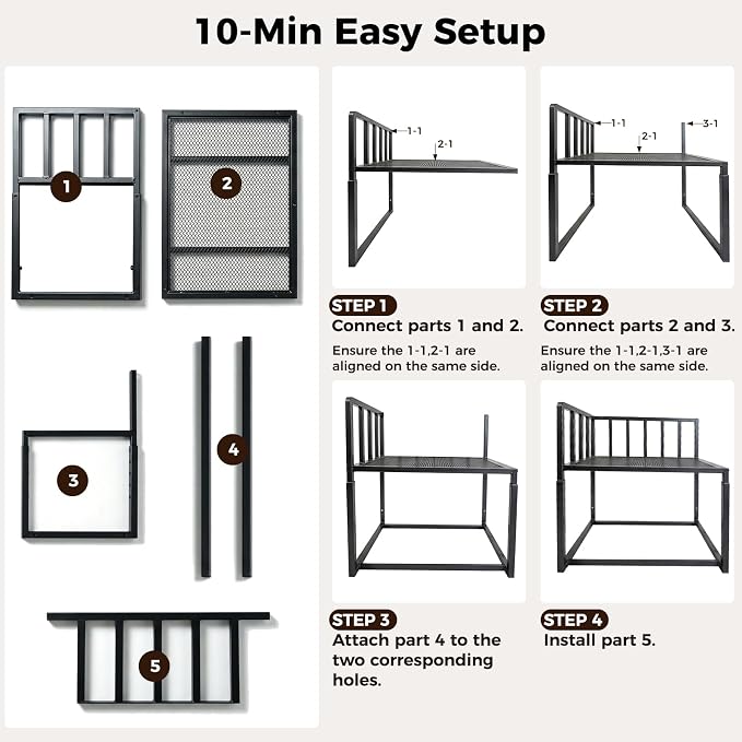Bedside Dog Bed, Height Adjustable Elevated Co-Sleeper for Small Medium Dogs, Fits Low to High Beds (17-28in), Heavy-Duty Metal Bunk Bed Frame with Safety Side Rails & Washable Cushion