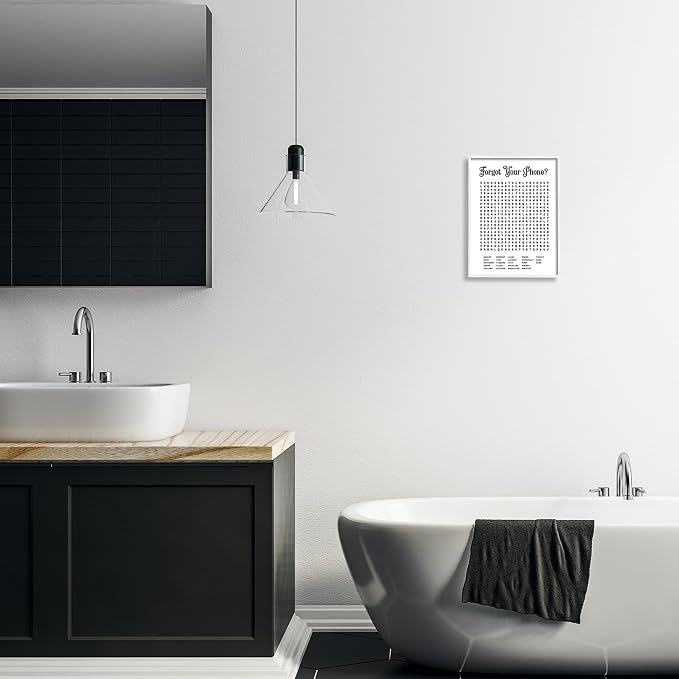 Stupell Industries Phone Crossword Puzzle Bathroom Word Design 11 x 14 | Stupell Industries · By Lettered and Lined · Ready to hang · Great for bath or laundry spaces · Made in USA