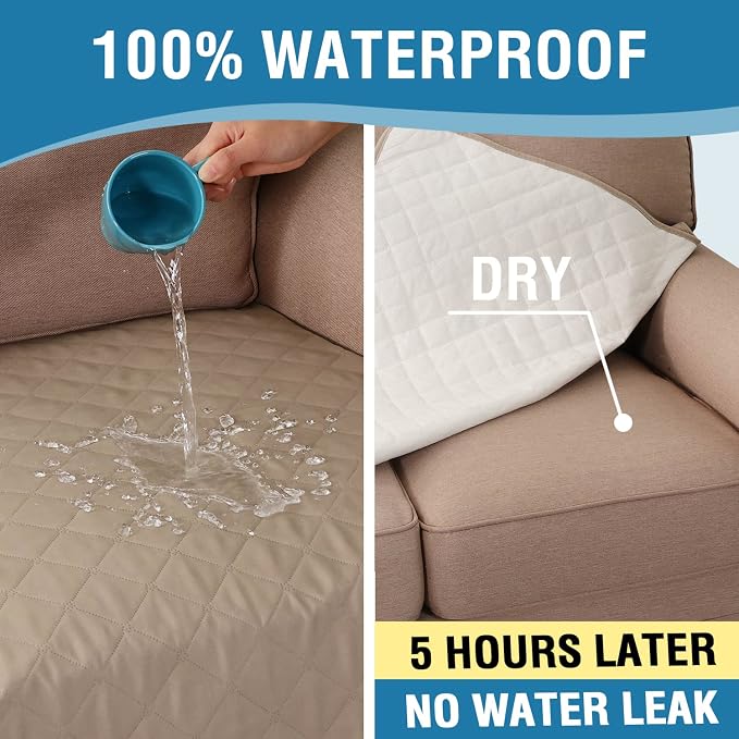 H.VERSAILTEX Couch Cover for Dogs Washable 100% Waterproof Sofa Cushion Cover Dog Bed Cover Non-Slip Pet Blanket for Sofa Cushion Protector, 35" x 74", Khaki