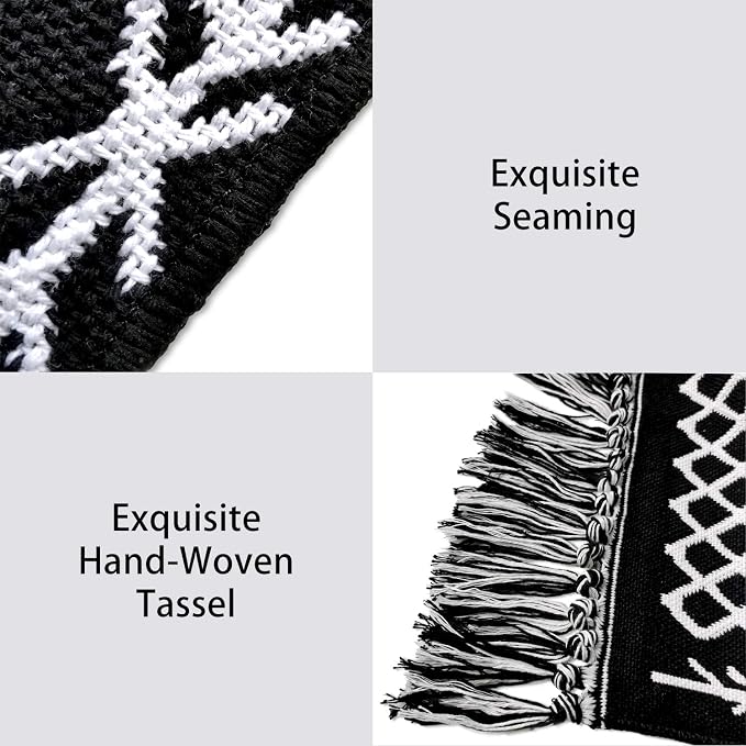 IOHOUZE Kitchen Hallway Runner Rug -2'x6' Boho Black White Entryway Runner Rugs for Halloween Decor/Fall Decor, Woven Indoor Outdoor Carpet Rugs, Washable Rag Rug for Bedroom/Bathroom/Laundry Room