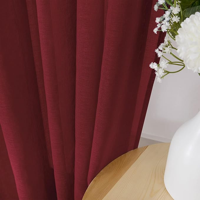 Tollpiz Short Sheer Curtains Linen Textured Living Room Curtain Sheers Light - Image 3