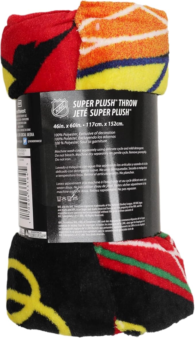Northwest NHL Chicago Blackhawks Micro Raschel Throw Blanket, 46" x 60", Dimensional