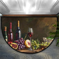 Wine Half Round Doormat Non-Slip Semi Circle Rug Half Moon Mat | Kitchen Grape Cheese Washable Soft Absorbent Indoor Outdoor Entrance Kitchen Bathroom Sink Patio Welcome Fireplace Floor Rug
