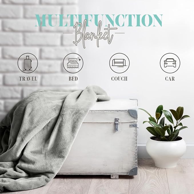 Elegant Comfort Reversible and Ultra-Plush Flannel Fleece Sherpa Throw- Lightweight Soft and Cozy- All Season Decorative Throw, Perfect for Lounging, 50 x 60 inches, Mint Green