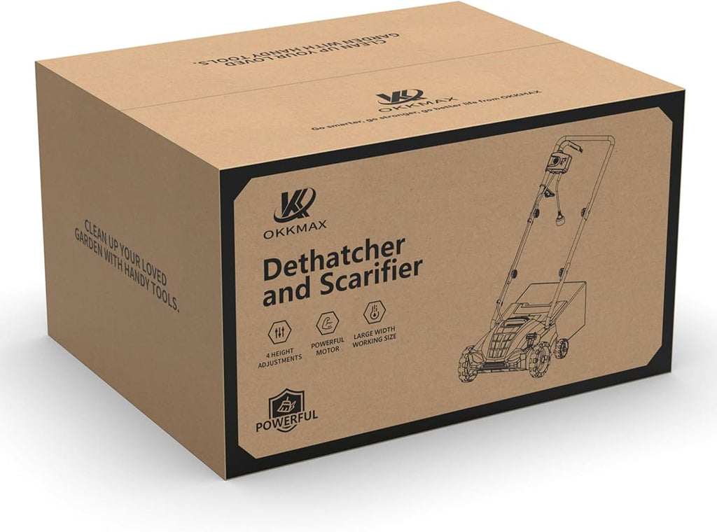 2-in-1 Electric Dethatcher Scarifier, Lawn Dethatcher with Collection Bag, 4-Position Depth Adjustment,13-Inch Working Width, Foldable Handle Design for Easy Carrying and Storage,Thatcher for Lawn
