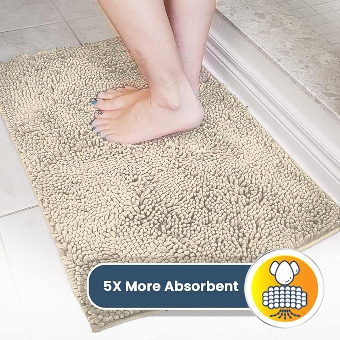 Muddy Mat® | Super Water Absorbent Door Mat Indoor, Microfiber Quick Dry Chenille Entryway Rug, Slip Resistant Front Door Mat, Indoor Mats for Entryway, Machine Washable Pet Rug, Ivory 30" x 48"