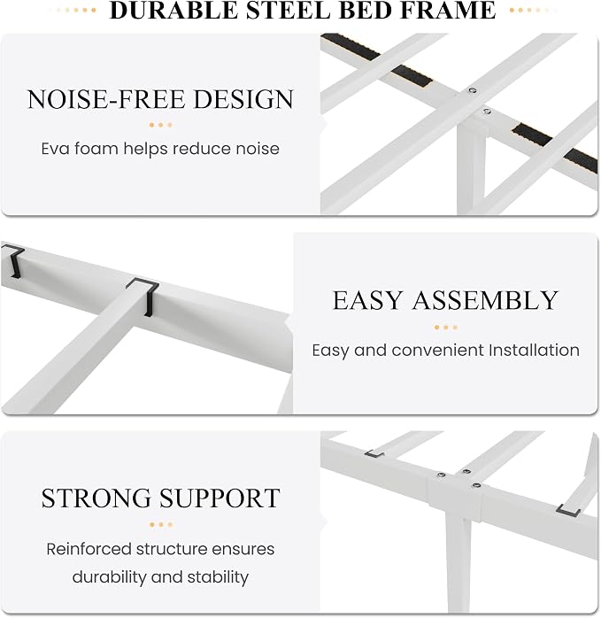 SHA CERLIN Twin Size Metal Bed Frame with Butterfly Headboard, White | Metal Platform Bed for Kids, Wrought Iron-Art Headboard/Footboard, Under-Bed Storage, No Box Spring Needed, Easy Assembly