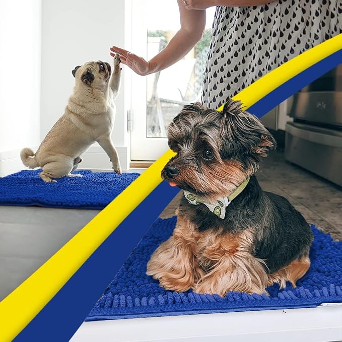 Muddy Mat® | Super Water Absorbent Door Mat Indoor, Microfiber Quick Dry Chenille Entryway Rug, Slip Resistant Front Door Mat, Indoor Mats for Entryway, Machine Washable Pet Rug, Royal Blue 30" x 48"