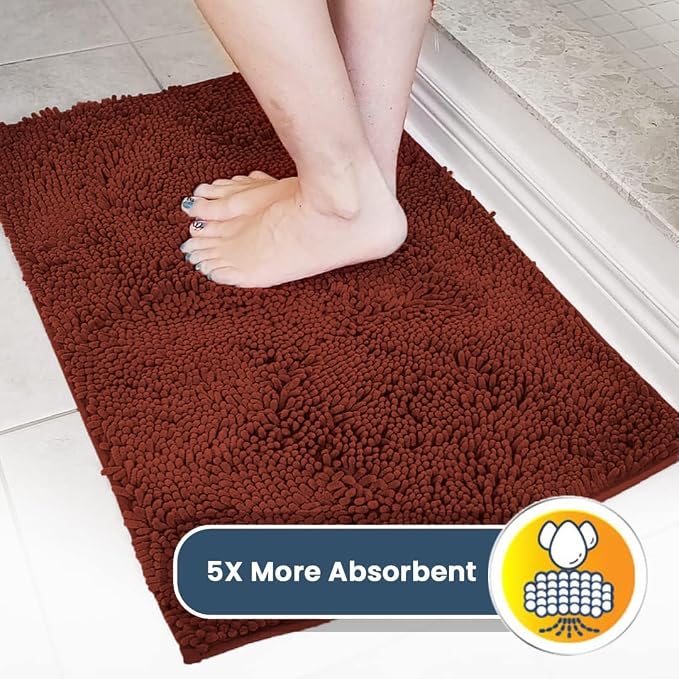Muddy Mat® | Super Water Absorbent Door Mat Indoor, Microfiber Quick Dry Chenille Entryway Rug, Slip Resistant Front Door Mat, Indoor Mats for Entryway, Machine Washable Pet Rug, Brick Red 2ft x 3ft