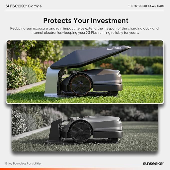 Sunseeker X3 Plus Robot Lawn Mower Garage, All-Weather Protective Cover, UV & Rain Shelter for Charging Station, Durable PP, Easy Tool-Free Setup, No Signal Interference