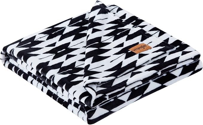 Wrangler - Blanket, Super Soft Plush Bedding, Yellowstone Inspired Throw Blanket for Couch or Bed (Navajo Black, 50" x 70")