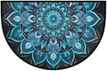 cfpolar Half Round Door Mat Ethnic Mandala Blue Floral Non-Slip Semi Circle Area Rug Washable Half Moon Hearth Rugs for Indoor Outdoor Bathroom Kitchen Patio Runner Mat Laundry Room Home Decoration
