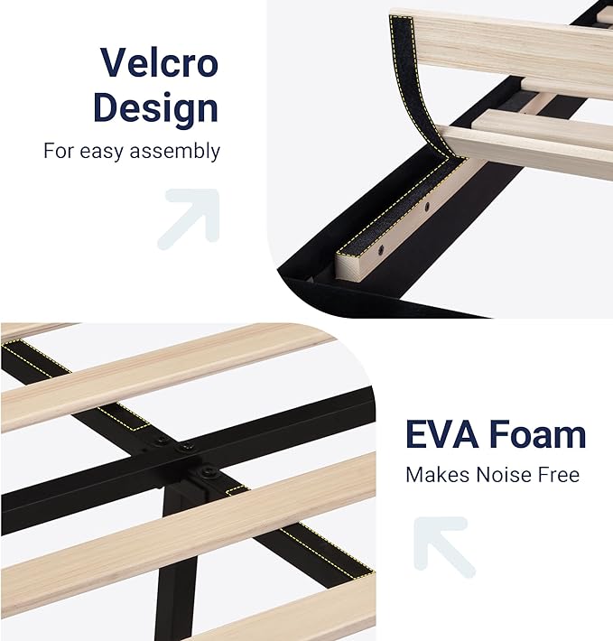 Allewie Full Size Platform Bed Frame with Velvet Upholstered Headboard | Wooden Slats Support, Fully Upholstered Mattress Foundation, No Box Spring Needed, Easy Assembly, Noise-Free, Black