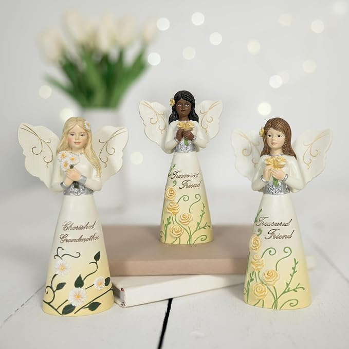 Pavilion Gift Company - Cherished Grandmother - 5" Angel Figurine Floral Spring Home Decor Grandma Nana Mimi Granny Gigi Present from Granddaughter Grandson Grandkids