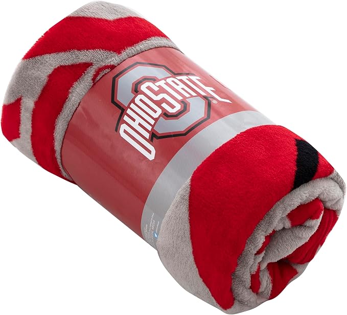 Northwest NCAA Ohio State Buckeyes Unisex Micro Raschel Throw Blanket, 46 x 60 Inches, Halftone Design, Soft Fan Blanket