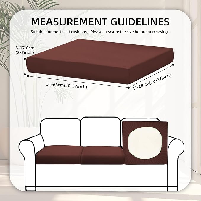 8Pcs Stretch Patio Cushion Covers,Outdoor Couch Covers Replacement,Outdoor Couch & Sofa Slipcovers,for Patio Furniture Cushion Covers,Washable Reusable Furniture Protector (Light Coffee,Cover Only)