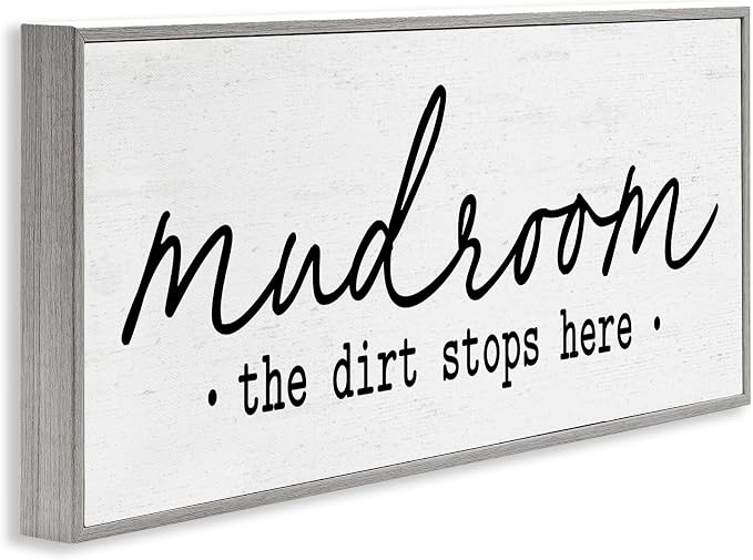 Dirt Stops Here Mudroom Phrase, 10 x 24 Inch Framed Giclée Print | Stupell Industries · By Lettered and Lined · Ready to hang · Great housewarming gift · Made in USA