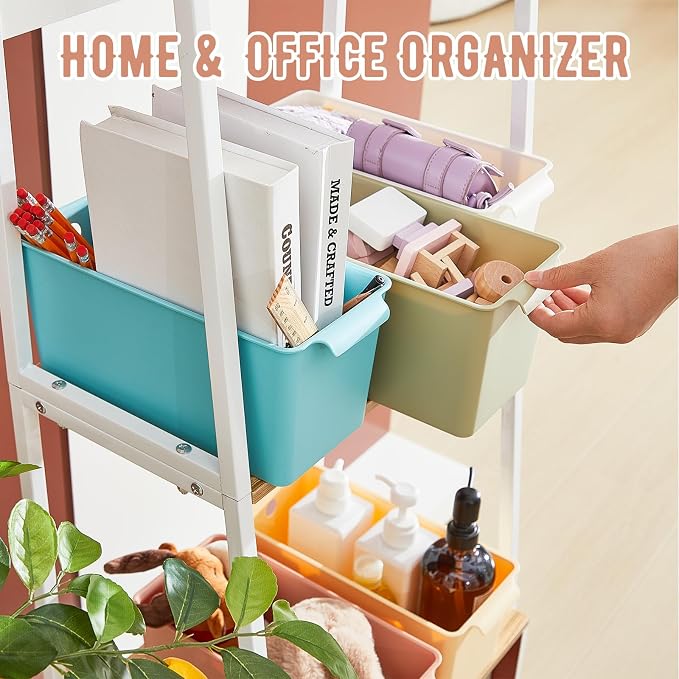 Mumufy 50 Pcs Book Bins for Easy Access Storage Basket Sturdy Book Storage Containers and Organization for Home Use, 11.2 x 5 x 5 Inch, 5 Colors