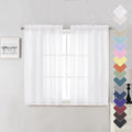 Lecloud Sheer White Curtains 45 Inch Length 2 Panels, Airy Voile Short Curtains by Lecloud