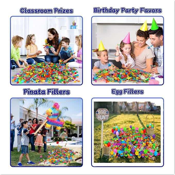 Amy&Benton 1000pcs Party Favors for Kids 3-12,Bulk Assorted Toys for Prizes | Goodie Bags Stuffers, Pinata Stuffers, Classroom & Carnival Prizes, Treasure Box Prizes, Birthday Easter Halloween Small Toys