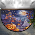 cfpolar Half Round Door Mat Halloween Pumpkin bat Ghosts Non-Slip Semi Circle Area Rug Washable Half Moon Hearth Rugs for Indoor Outdoor Bathroom Kitchen Patio Runner Mat Laundry Room Home Decoration