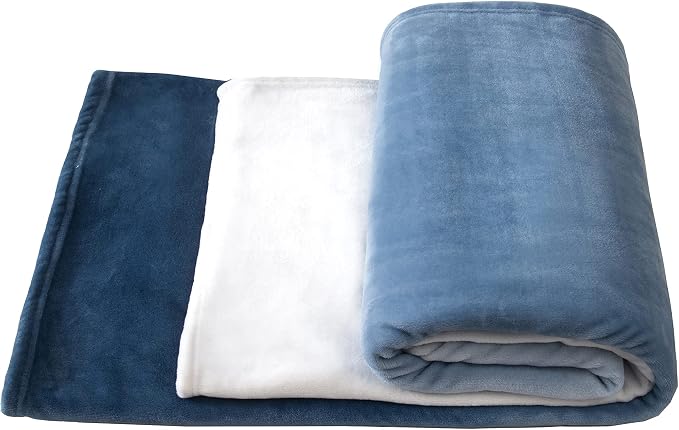 Elegant Comfort Luxury Velvety Feel Blanket, All-Season Lightweight Blanket, Ultra Plush, Soft, Cozy-Fuzzy Flannel Fleece for Couch, Sofa, Bed, Travel, Ombre Design, King/California King, Blue