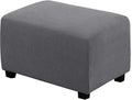 H.VERSAILTEX Ottoman Cover Slipcover Rectangle Fit Length 29"-34" Footrest Sofa Slipcovers Stool Cover Footstool Protector Covers Feature Stretch Thick Soft Jacquard Fabric Removable Washable - Grey